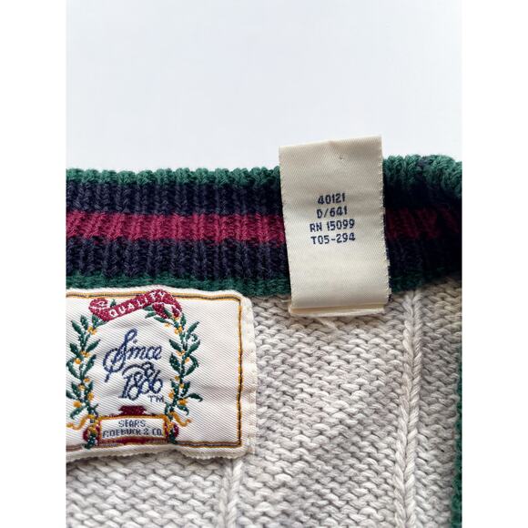 Vintage Sears Roebuck Knit Varsity Cardigan Sweater Size L - Picture 4 of 7